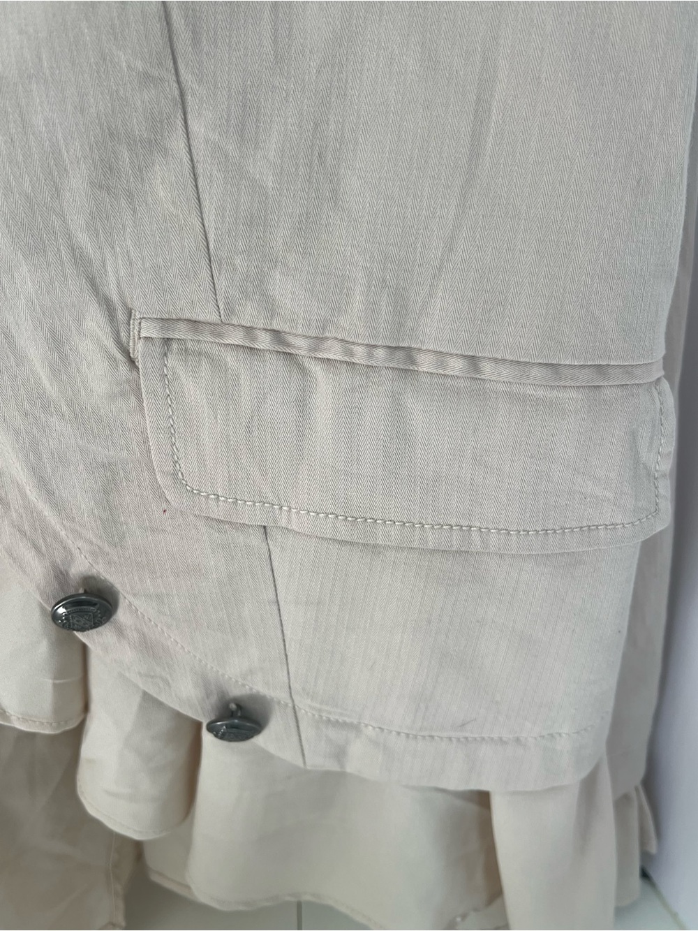 Free People Beige Ruffle-Front Button Jacket - Picture 10 of 11